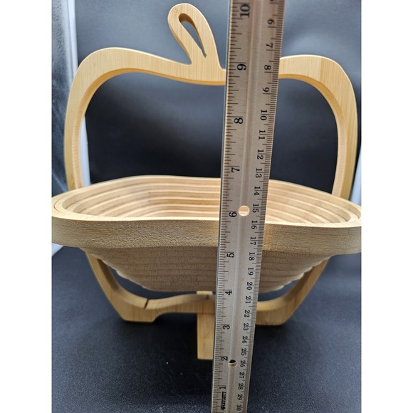 Bonnie & Pop Collapsible Wooden Apple Shaped Bowl Handmade - Picture 6 of 8